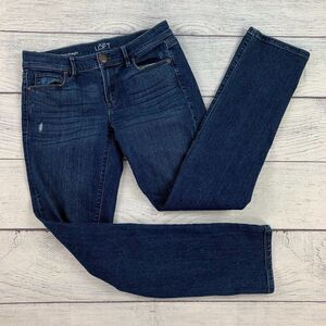 LOFT Jeans sz 27 4 Jeans Modern Straight Dark Wash Distressed Inseam 29.5"